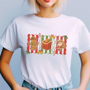 Western Christmas Graphic Tee Cowboy Howdy Santa Gingerbread Man T-Shirt